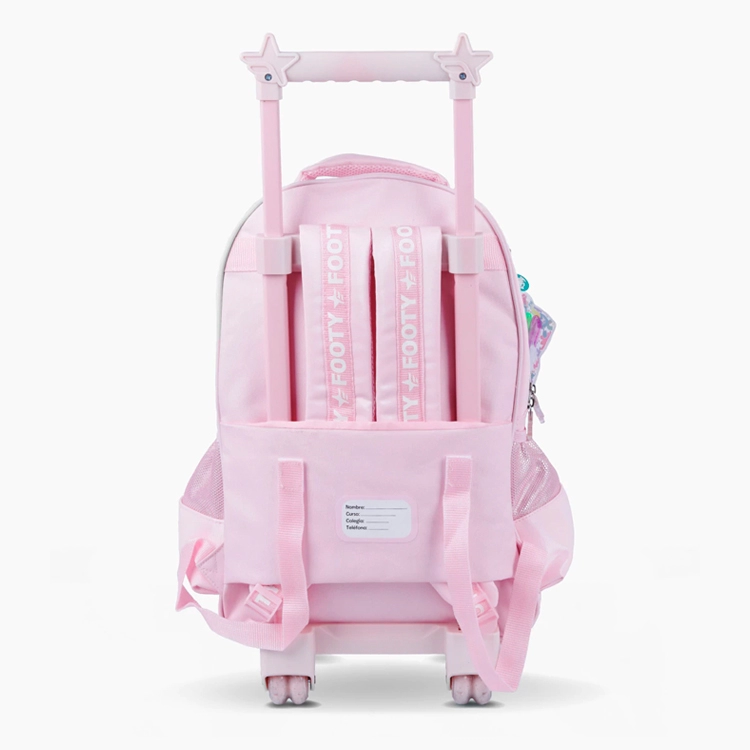 Mochila Escolar Footy 2026 Glow Fly Rosa 18" con carro Art.F26341